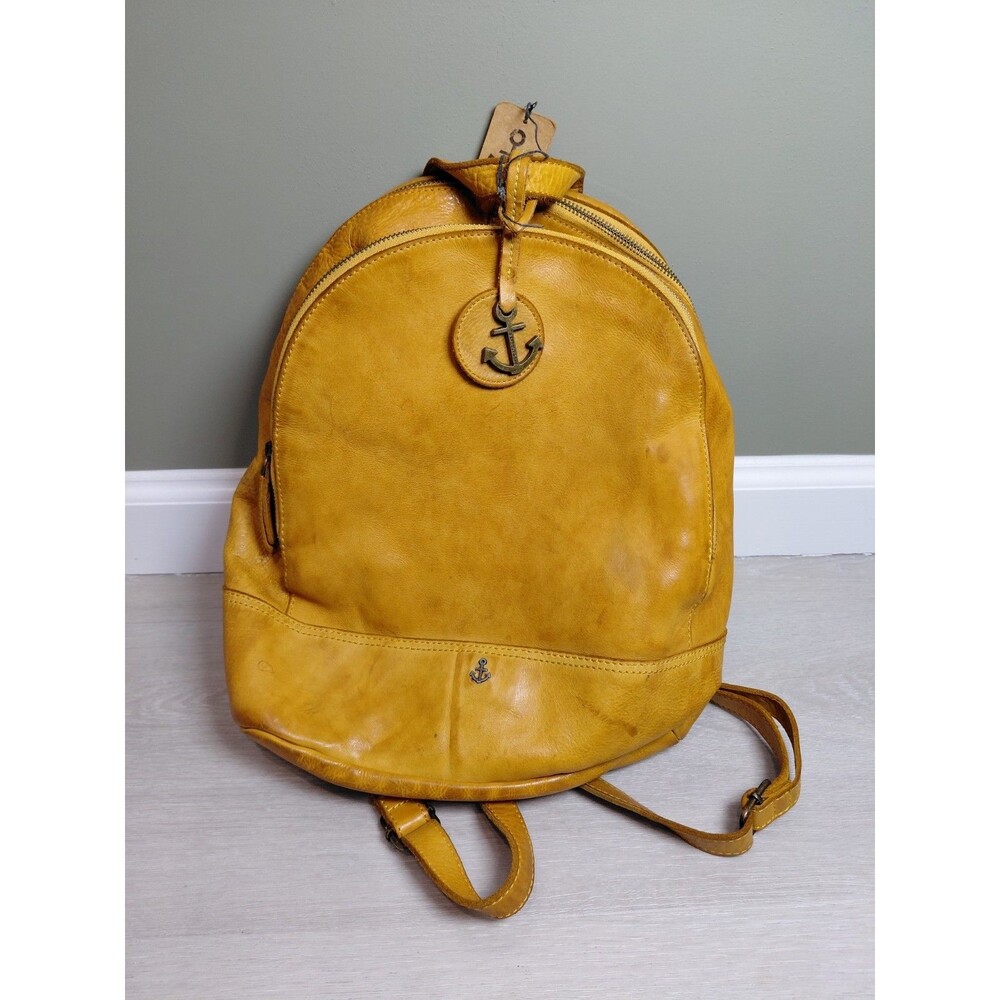 Harbour 2nd Meghan Dome Mustar Yellow Leather Backpack Purse With Medallion